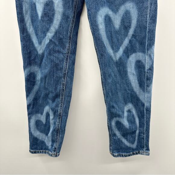 GUESS Heart Print Mom Jeans Girls' Size 16 Medium Wash 5 Pocket Big Girls Denim - Picture 3 of 11
